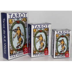 Comparación de tamaños del Tarot Rider Waite: versión Grande, Pocket y MINI.