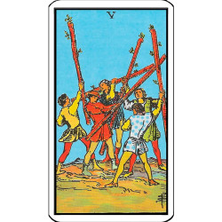 Carta 5 de Bastos – Tarot Rider Waite original – Arcano Menor en español