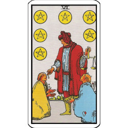 Carta 6 de Oros – Tarot Rider Waite original – Arcano Menor en españo
