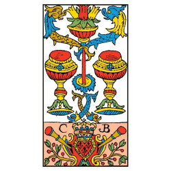 Carta del Dos de Copas del Tarot de Marsella 1751