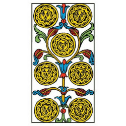Carta del Siete de Oros del Tarot de Marsella 1751